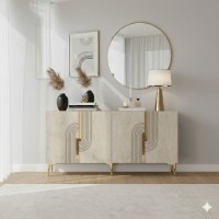 Dulăpior Hanah Home Meyra 150 White/Travertine/Gold