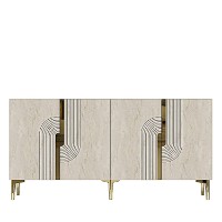Dulăpior Hanah Home Meyra 150 White/Travertine/Gold imaginea #3 — magazin online Desire.md