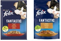 Hrană umedă pentru pisici Purina Felix Fantastic Beef 85g*5pcs + Turkey 85g*5pcs
