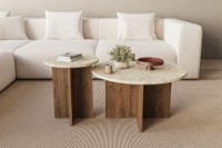 Set măsuţe cafea Hanah Home Private Travertine/Walnut imaginea #2 — magazin online Desire.md