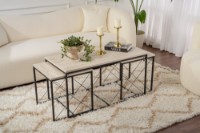 Set măsuţe cafea Hanah Home Defne Black/Travertine