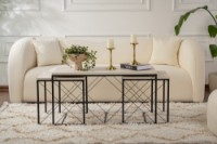 Set măsuţe cafea Hanah Home Defne Black/Travertine imaginea #2 — magazin online Desire.md