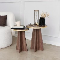 Набор журнальных столиков Hanah Home Mushroom 2 Gold/Walnut фото №3 — интернет-магазин Desire.md