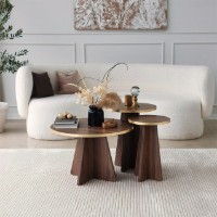 Набор журнальных столиков Hanah Home Mushroom 2 Gold/Walnut фото №5 — интернет-магазин Desire.md