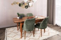 Комплект для столовой Hanah Home Dallas 558 V2 Walnut/Dark Green фото №5 — интернет-магазин Desire.md