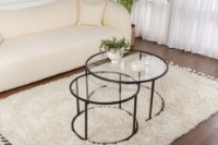Set măsuţe cafea Hanah Home Aurum 80 60 Black/Transparent