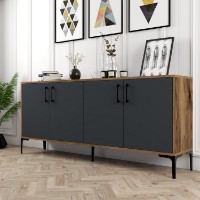 Тумба Hanah Home Kiev Walnut/Anthracite фото №3 — интернет-магазин Desire.md