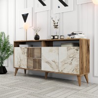 Тумба Hanah Home Milan 160 Walnut/White Marble фото №2 — интернет-магазин Desire.md