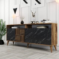 Тумба Hanah Home Milan Walnut/Black Marble фото №2 — интернет-магазин Desire.md