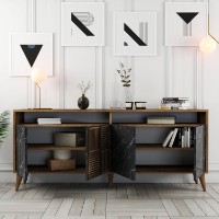 Тумба Hanah Home Milan Walnut/Black Marble фото №3 — интернет-магазин Desire.md