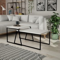Set măsuţe cafea Hanah Home Pal Orta Sehpa White/Black
