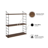Raft de perete Hanah Home Armoni 3'lu Walnut imaginea #3 — magazin online Desire.md
