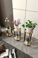 Набор подставок для цветов Hanah Home Flower Desk Round Oak фото №2 — интернет-магазин Desire.md
