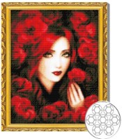 Алмазная мозаика Art Gallery Premium Girl Among Scarlet Flowers 40x50cm (GA79956)