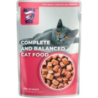 Hrană umedă pentru pisici Miss Kis Adult Veal in Sauce 24x80g