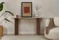 Masă consolă Hanah Home Sira Travertine/Walnut