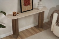 Masă consolă Hanah Home Sira Travertine/Walnut imaginea #3 — magazin online Desire.md
