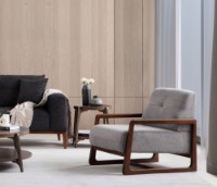 Fotoliu Atelier Del Sofa Athena Bergere Light Grey Walnut