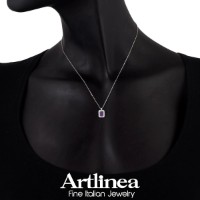 Colier din aur alb cu ametist si diamante Artlinea CD454  s.42 2,2g imaginea #2 — magazin online Desire.md