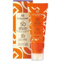 Cremă de protecție solară Collistar Face Sunscreen SPF50 20ml & Lip Balm Stick SPF30 3.2ml