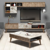 Комплект мебели для гостиной Hanah Home Milan Walnut White Marble