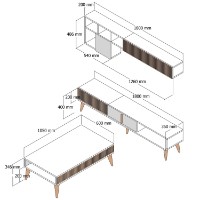 Комплект мебели для гостиной Hanah Home Milan Walnut Travertine фото №5 — интернет-магазин Desire.md