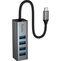 Multiplicator Hoco HB1C 4-in-1 Type-C Metal Gray imaginea #5 — magazin online Desire.md