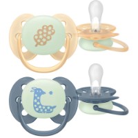 Пустышка Philips Avent Ultra Soft Nighttime 6-18m 2pcs Orange/Blue (SCF094/03)
