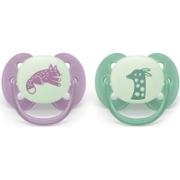 Suzeta Philips Avent Ultra Soft Nighttime 6-18m 2pcs Violet/Green (SCF094/04) imaginea #5 — magazin online Desire.md