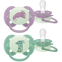 Suzeta Philips Avent Ultra Soft Nighttime 6-18m 2pcs Violet/Green (SCF094/04)
