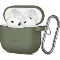 Husă pentru căști Tech-Protect Silicone Hook Apple Airpods 4 Olive Green