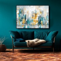 Pictură ArtShop Blue & Gold Abstract Spots 75x50cm (PA195-M-L)