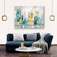 Pictură ArtShop Blue & Gold Abstract Spots 75x50cm (PA195-M-PL)
