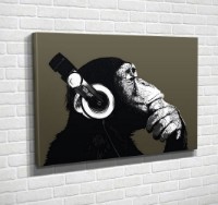 Pictură ArtShop Monkey with Headphones 60x40cm (PBW2-L-PL)