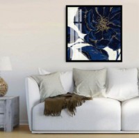 Pictură ArtShop Blue Flower with Golden Edges 80x80cm (PB169-M)
