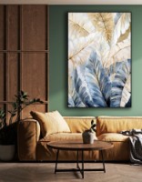 Pictură ArtShop Golden Tropical Leaves with Light Blue 30x45cm (PB143-XL-L)