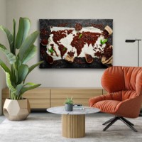 Pictură ArtShop Coffee Beans in The Shape Of A World Map 90x60cm (PET218-P-L)