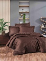 Lenjerie de pat Cottony Satin De Lux Stripe Dark Brown 1 (216710)