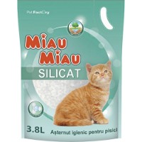 Asternut igienic pentru pisici Miau Miau Silicate 3.8L imaginea #1 — magazin online Desire.md