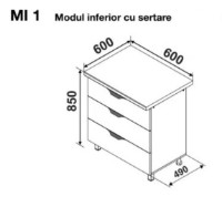 Bucatarie modulara Ambianta Gloria MI1 600 Crem imaginea #2 — magazin online Desire.md