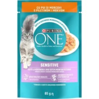 Hrană umedă pentru pisici Purina One Sensitive Chicken & Carrot 26x85g