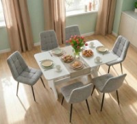 Masă pentru bucătărie Fabrik Home Noroc1200x800x750mm (раскладной) белый ясень imaginea #5 — magazin online Desire.md