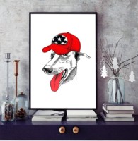 Pictură ArtShop White Dog with Red Cap 30x45cm (PM35-XL-L)