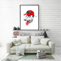 Pictură ArtShop White Dog with Red Cap 50x75cm (PM35-M-PL)