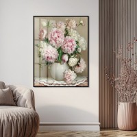 Pictură ArtShop White Vase with Pink Peonies 60x90cm (PNAT28)