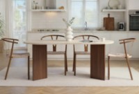 Masă pentru bucătărie Trendy Sablin Travertine/Milano Walnut 180x75x90cm (GTR008049) imaginea #2 — magazin online Desire.md
