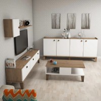 Set de mobilier pentru living Trendy Sumer 3 White Oak 178x45x35cm imaginea #2 — magazin online Desire.md