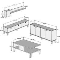 Set de mobilier pentru living Trendy Sumer 3 White Oak 178x45x35cm imaginea #3 — magazin online Desire.md