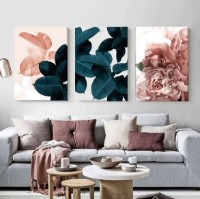 Pictură ArtShop Pink Peony and Green Leaves Triptych 60x90cm (SET241-XL-L)
