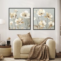Pictură ArtShop Beige Flowers Diptych 60x60cm (SET501-M-L)